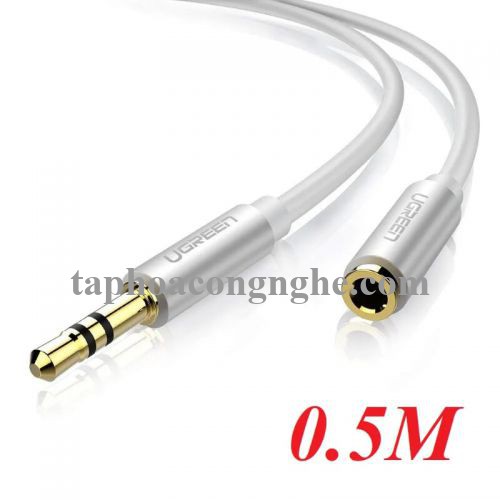 Ugreen 10773 0.5M màu Trắng Cáp âm thanh 3.5mm nối dài đầu nhôm AV118 30010773